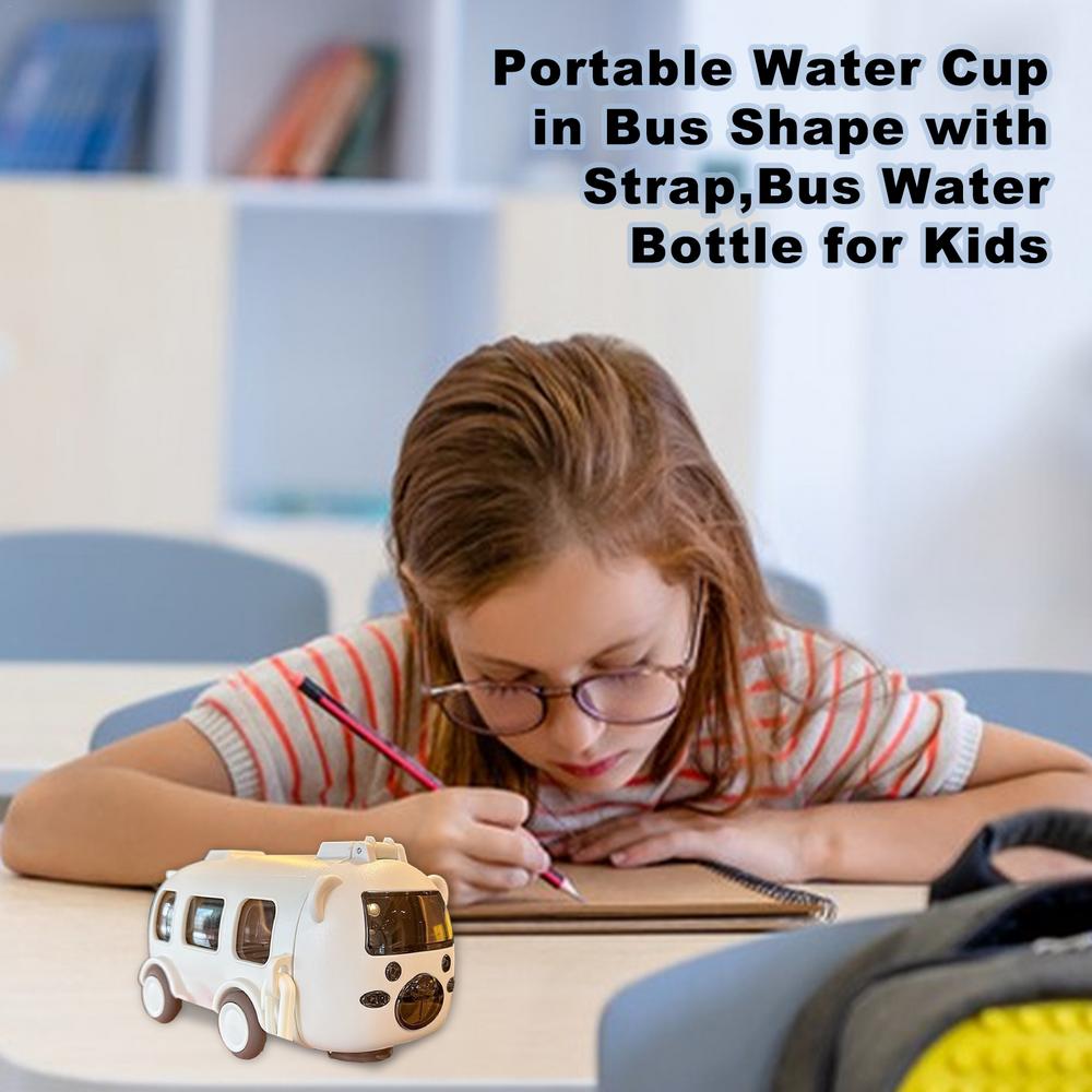 Bus Shape Water Bottle with Handle for Kids Toddler School Sports Camping