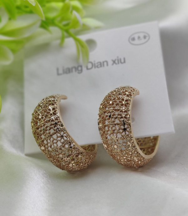 Imported Elegant Glitter Hoop Earrings – Statement Style Earrings – Luxurious Gold Finish | Best Quality Artificial Earrings For Girls & Women