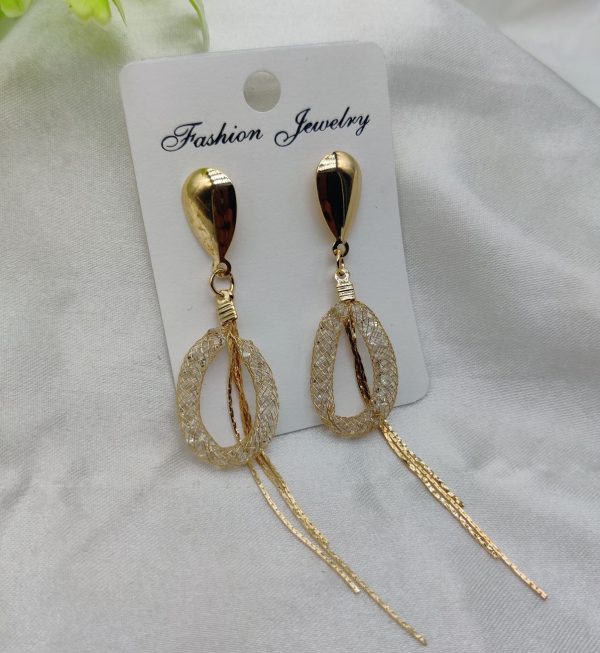 Imported Elegant Mesh Teardrop Dangling Earrings | Best Quality Artificial Earrings For Girls & Women