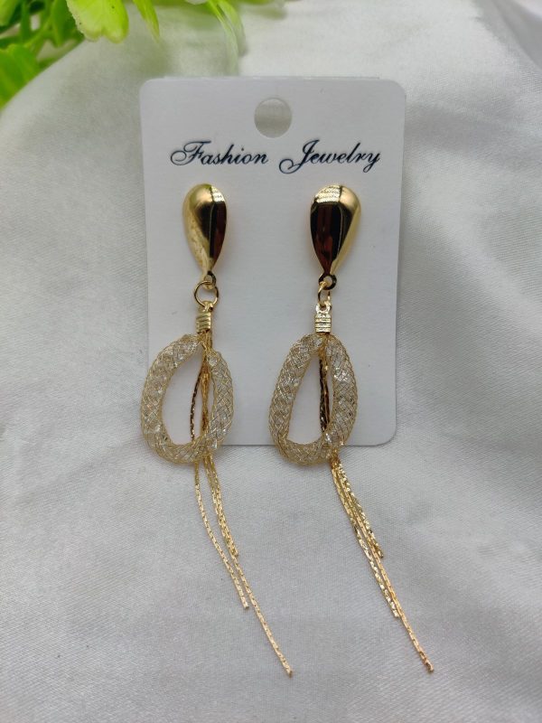 Imported Elegant Mesh Teardrop Dangling Earrings | Best Quality Artificial Earrings For Girls & Women