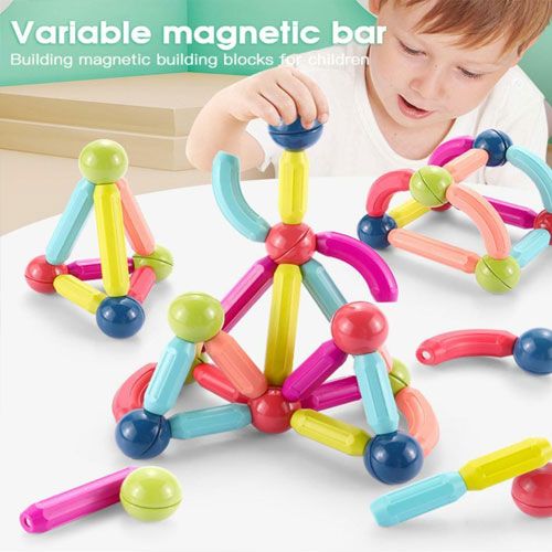 Magnetic Bar Blocks (25 Pieces) Construction Set For Brain Development